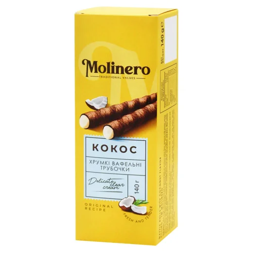 Трубочки вафельні Molinero кокос 140г
