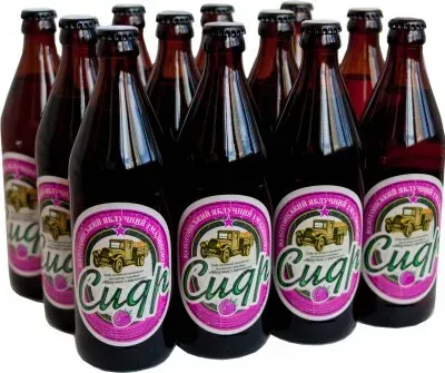 Сидр Золотоніський Яблучний з малиною солодкий купажний 5.0% 0.5л x 12 шт.