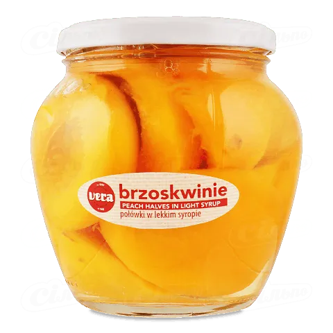 Персики Vera половинками в легкому сиропі, 560г