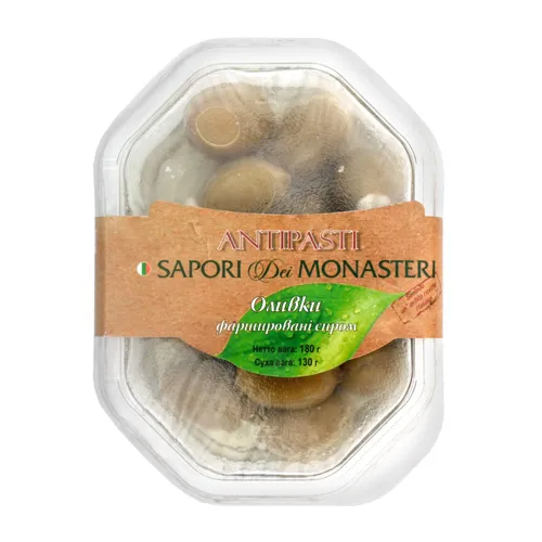 Оливки фаршировані сиром Sapori dei Monasteri п/у 180г