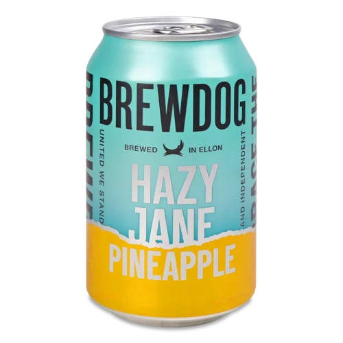 Пиво BrewDog Hazy Jane Pineapple, Світле, Вищого Ґатунку, З/Б, 0.5л