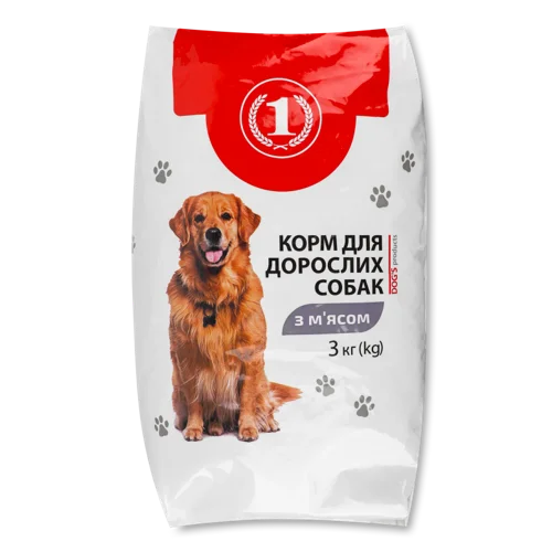 Корм Сухий Повнораціонний Для Дорослих Собак З М'ясом ТМ "1" В/к 3кг