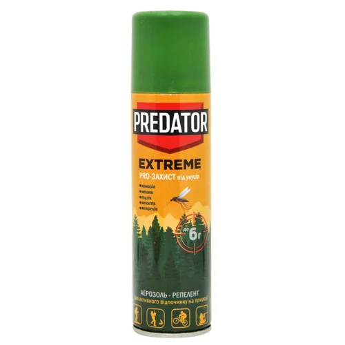 Аерозоль від комарів та кліщів Predator Extreme до 6 годин 150мл