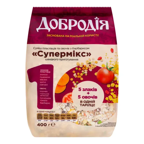 Суміш пластівців і овочів з барбарисом Супермікс Добродія м/у 400г