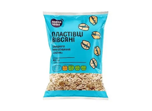 Пластівці вівсяні Повна Чаша, швидкого приготування, екстра, 400г
