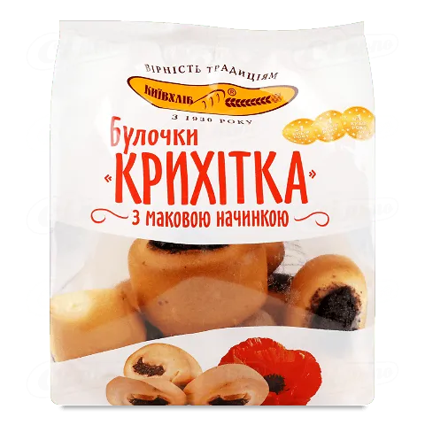 Булочки Київхліб Крихітка з маковою начинкою вищого ґатунку упаковані, 200г