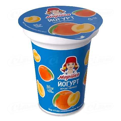 Йогурт Марійка персик-абрикос 4% ст, 260г