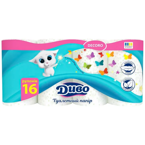 Туалетний папір Диво Decoro 2-шаровий 16шт