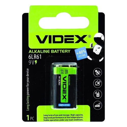 Батарейка Videx лужна 6LR61/9V 1шт