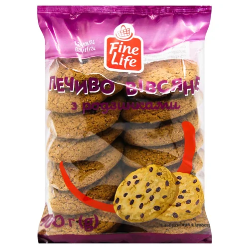 Печиво Fine Life вівсяне з родзинками 400г