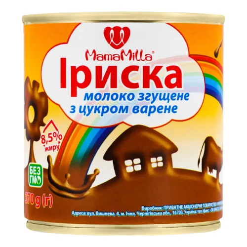 Молоко згущене 8.5% з цукром варене Іриска Mama Milla з/б 370г