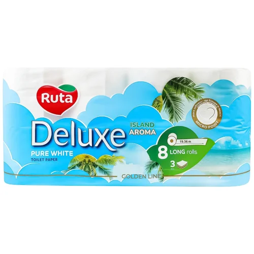 Туалетний папір Ruta Deluxe Pure White 3-шаровий 8шт