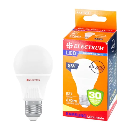 Лампа Electrum світлодіодна A60 8W PA LS-33 Elegant Е27 4000 A-LS-1919