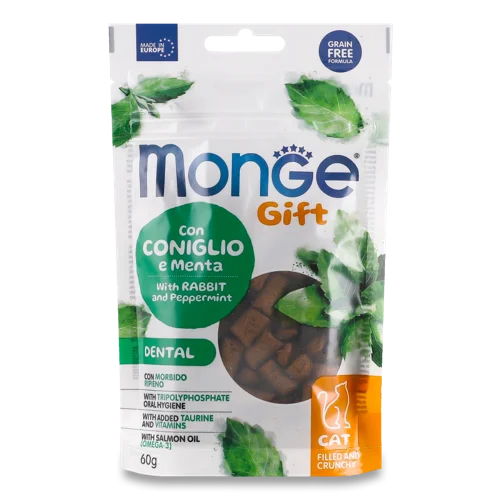 Кранчі Для Дорослих Котів З Кролику Та М'ятою Dental Gift Monge, В/ґ, 60г