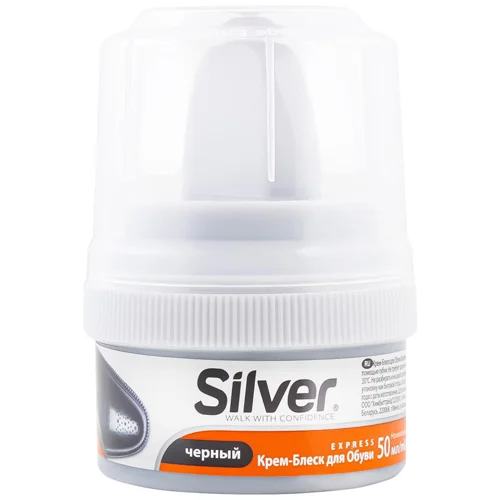 Крем-блиск для взуття Silver чорний 50мл