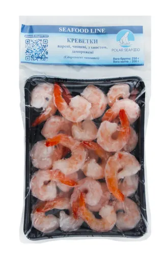 Креветки варені очищені заморожені Polar Seafood з/х лоток 250г
