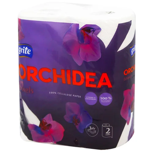 Рушники паперові Grite Orchidea Gold 3-шаровий 90 відривів 2шт