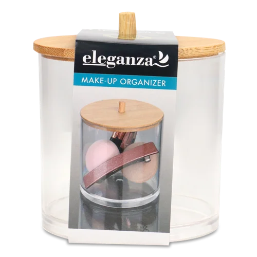 Органайзер Для Макіяжу З Бамбуковою Кришкою 9.5х9.5х9.5см Eleganza 1шт