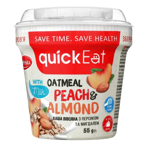 Каша вівсяна з персиком і мигдалем Quick Eat Жменька 55г