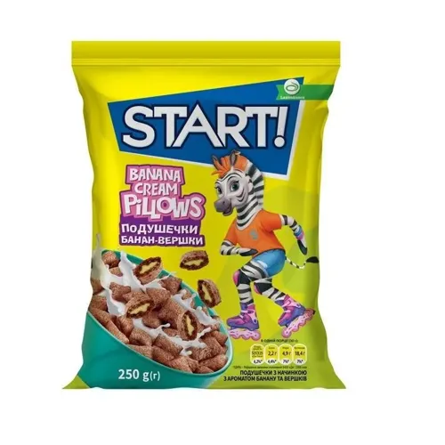 Подушечки Start з начинкою з ароматом банану та вершків 250г