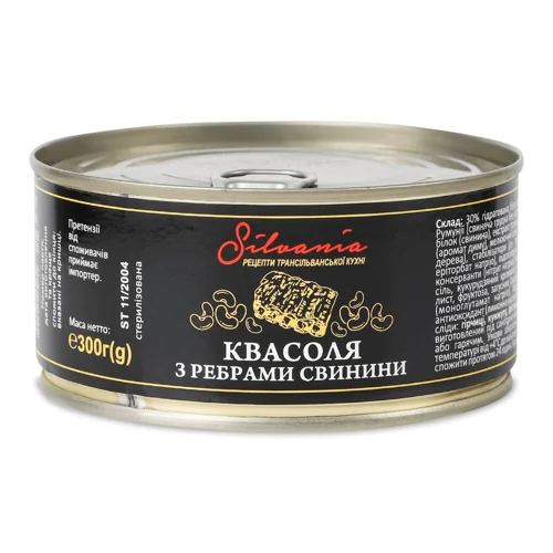 Квасоля Silvania зі свинячими ребрами з/б,300г