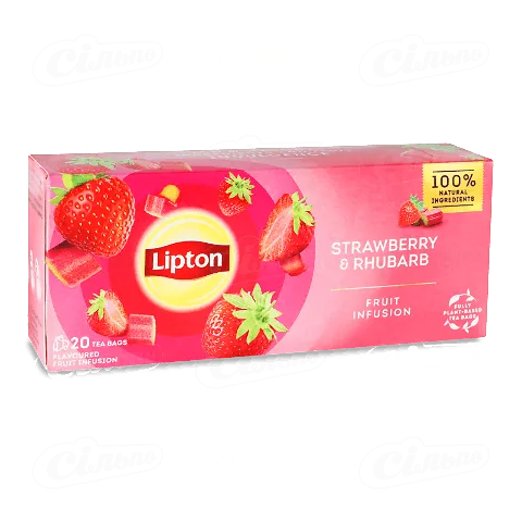 Чай фруктовий Lipton Strawberry&Rhubarb, 20*1,6г