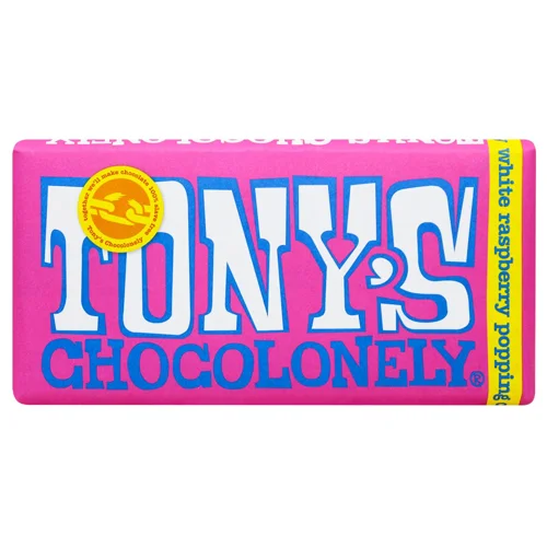 Шоколад білий Tony's з малиною 180г