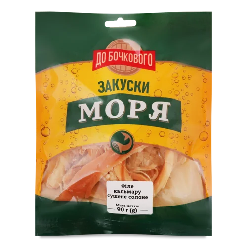 Філе Кальмару Сушене Солоне, вищого ґатунку, до Бочкового, 90г