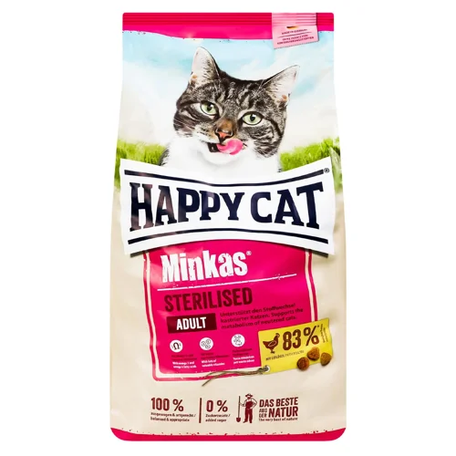 Корм сухий Happy Cat Minkas з птицею для стерилізованих дорослих котів 1,5кг