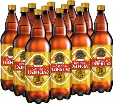 Упаковка пива Оболонь Король Данило світле фільтроване 4.4% 1л х 12 шт