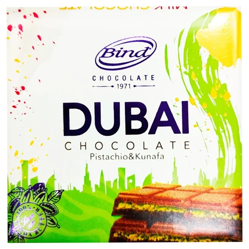Шоколад Бінд Дубаі 80г з Фісташковою начинкою та Кадаїфом молочний