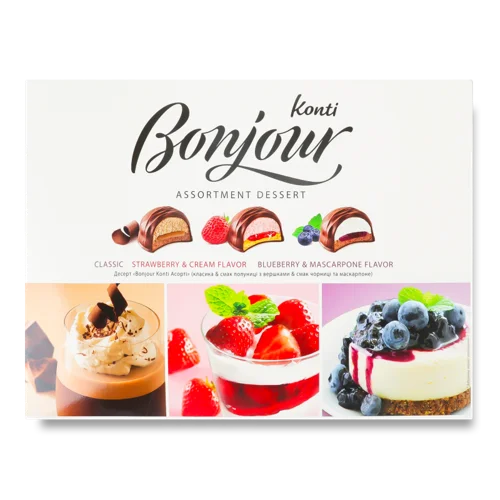 Десерт Класика&Смак Полуниця З Вершками та Чорниця З Маскарпоне Асорті Bonjour к/у, 348г