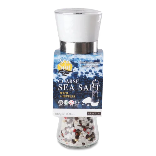 Сіль Морська Крупна Вищого Ґатунку З Чотирма Перцями, 180г