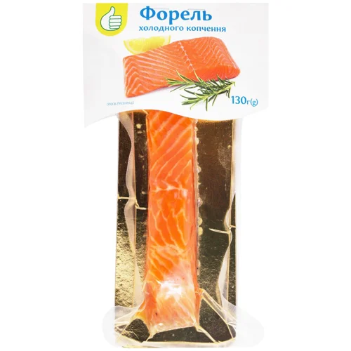 Форель Auchan філе-шматок на шкірі холодного копчення 130г