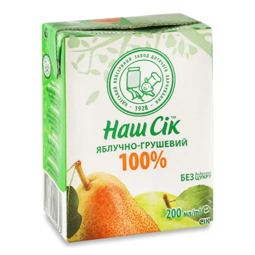 Сік Наш Сік Яблучно-грушевий 0,2л