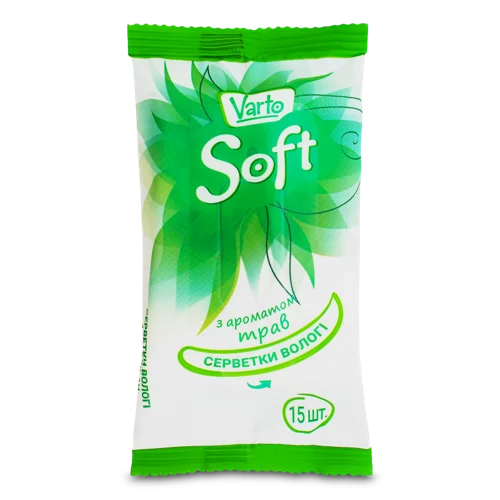 Вологі Серветки З Ароматом Трав Soft Varto, 15шт