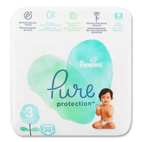 Дитячі Підгузки Pure Protection Pampers, 6-10 кг, 22 шт, в/ґ
