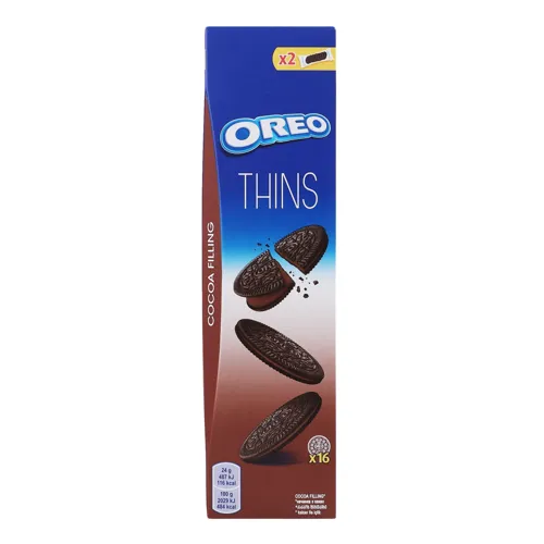 Печиво з какао та начинкою з какао Thins Oreo картонна упаковка 96г