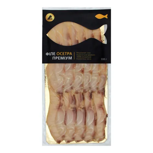 Осетр філе у слайсах Преміум ПП Дмітрюк х/к в/у 100г