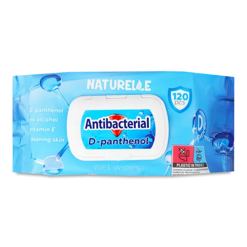 Вологі Серветки з D-пантенолом Antibacterial Naturelle, 120 шт