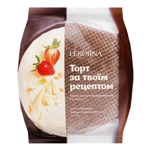 Коржі вафельні для торта з додаванням какао Lekorna, 90г