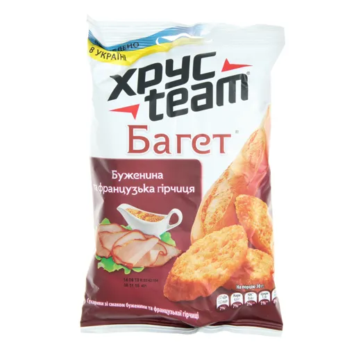 Сухарики зі смаком буженини та французької гірчиці Багет ХрусTeamm м/у 60г