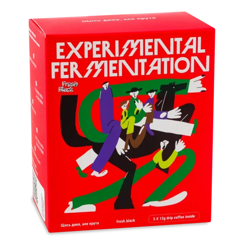 Кава Натуральна Смажена В Дріпах Experimental Fermentation Fresh Black, к/у 5х12г
