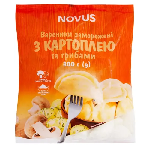 Вареники Novus з картоплею та грибами 800г