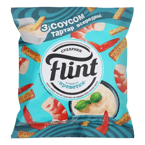 Сухарики пшенично-житні зі смаком креветки з соусом Тартар Flint м/у 80г