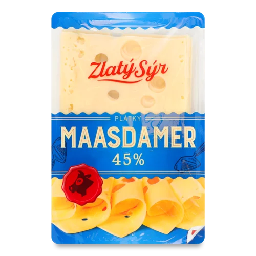 Сир Н/К Напівтвердий Натуральний Maasdamer Zlaty Syr, 150г