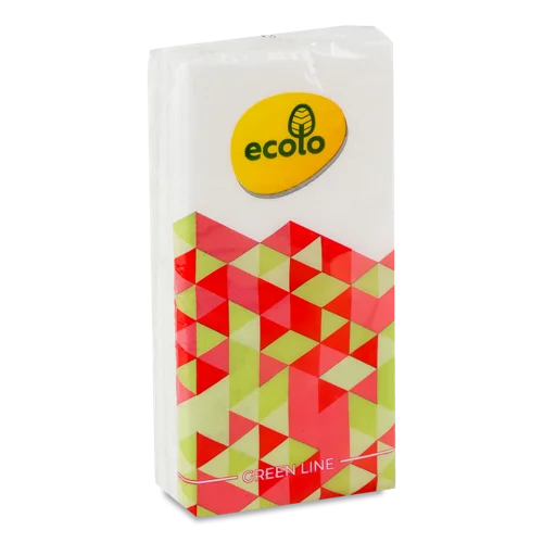 Хустинки Носові Паперові 2-Шарові 19х20см Green Line Ecolo, 9шт