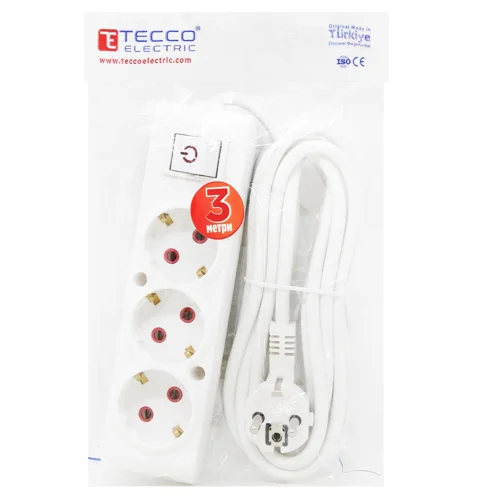 Подовжувач Тecco 3 розетки 3м