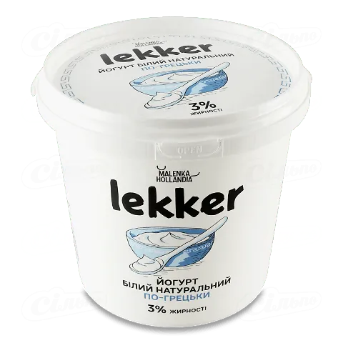 Йогурт Lekker по-грецьки білий натуральний 3%, 1кг