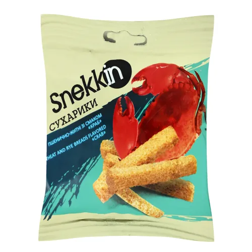Сухарики Snekkin пшенично-житні зі смаком краба 70г